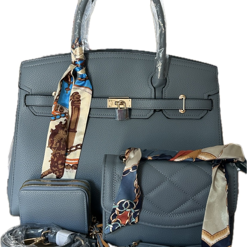 Sophisticated Blue Satchel with Smooth Finish